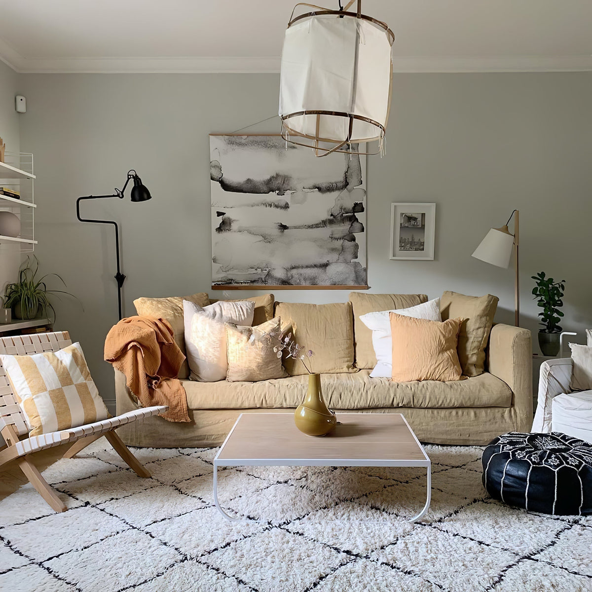 Arioelia hanglamp met bamboe lampenkap voor de woonkamer