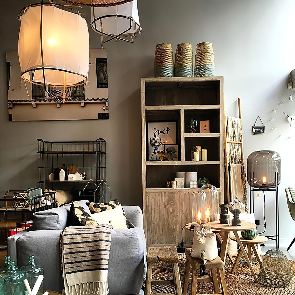 Arioelia hanglamp met bamboe lampenkap voor de woonkamer