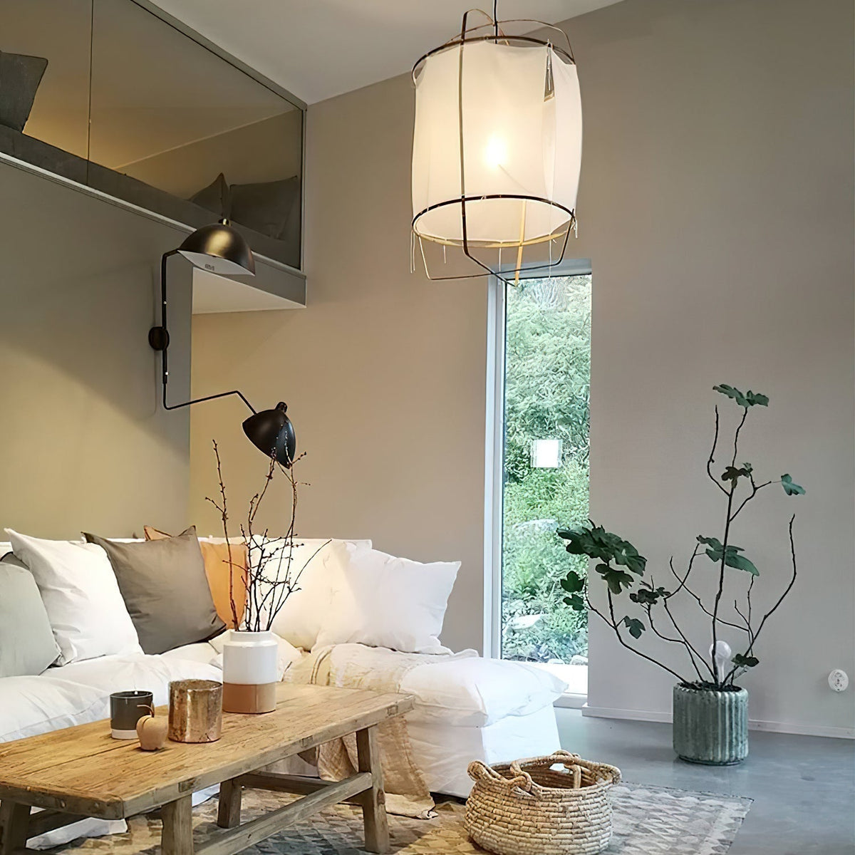 Arioelia hanglamp met bamboe lampenkap voor de woonkamer
