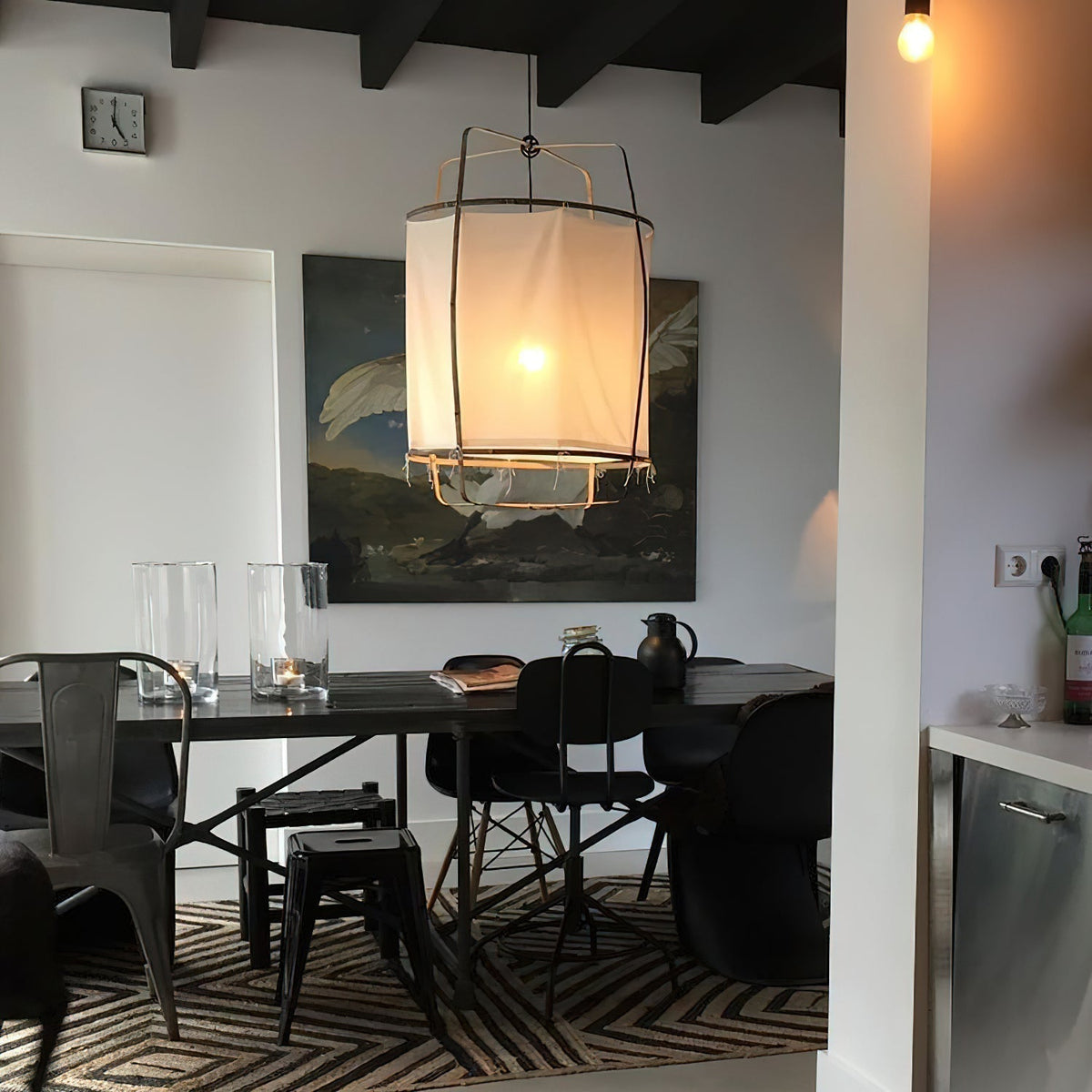 Arioelia hanglamp met bamboe lampenkap voor de woonkamer