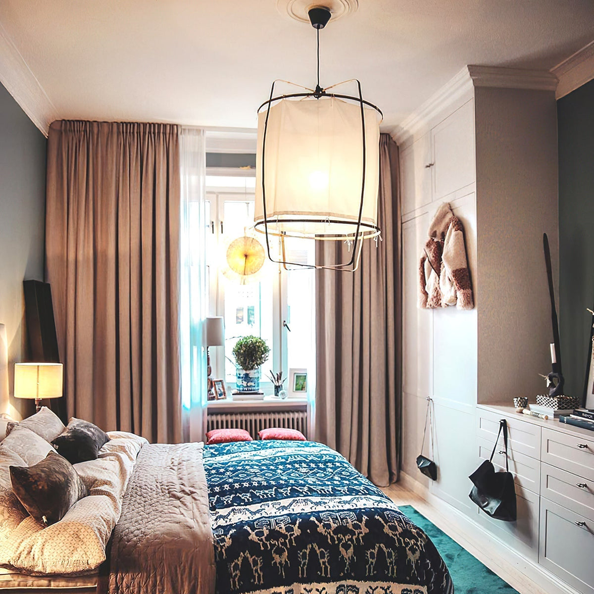 Arioelia hanglamp met bamboe lampenkap voor de woonkamer