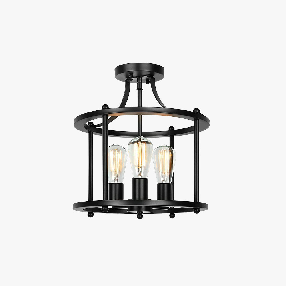 Alessio Industriele LED Plafondlamp Zwart Metaal Eettafel Woon/Slaapkamer