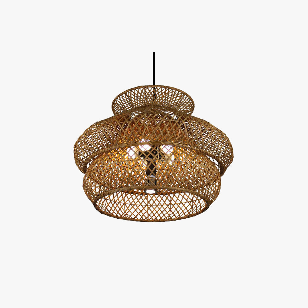 Ritta Moderne Design LED Hanglamp Rattan Bruin Woonkamer Keuken