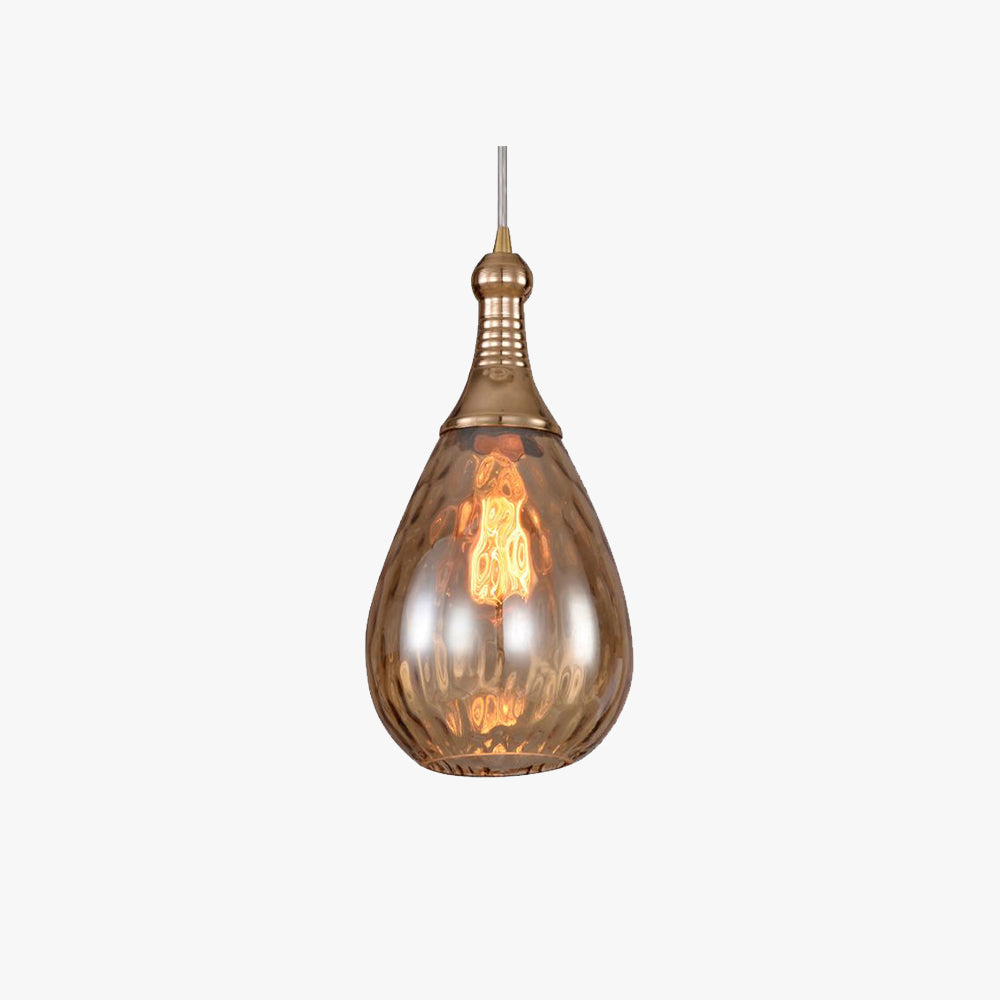 Avi Industriële Teardrop Hanglamp, Glas/Metaal, Zwart/Brass