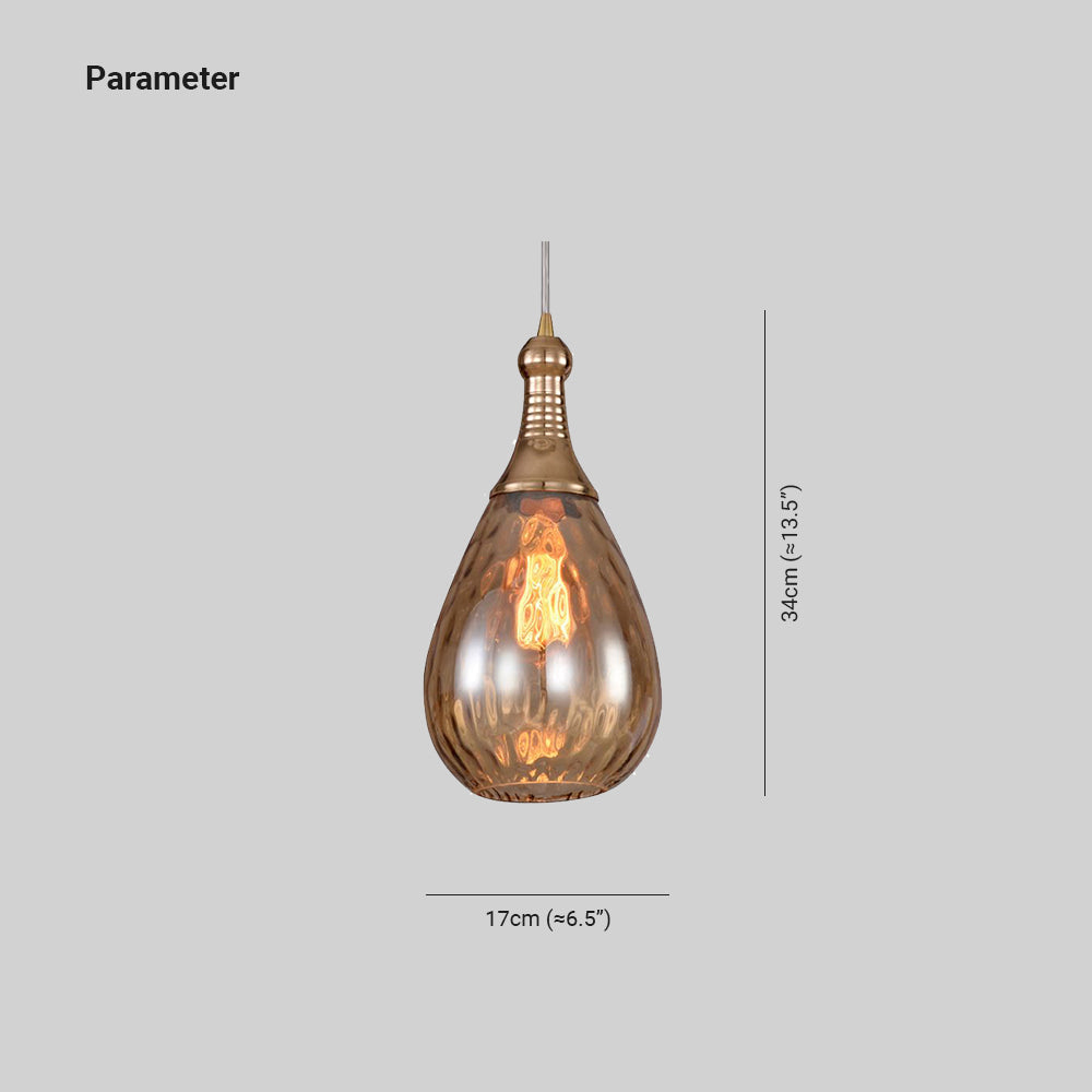 Avi Industriële Teardrop Hanglamp, Glas/Metaal, Zwart/Brass