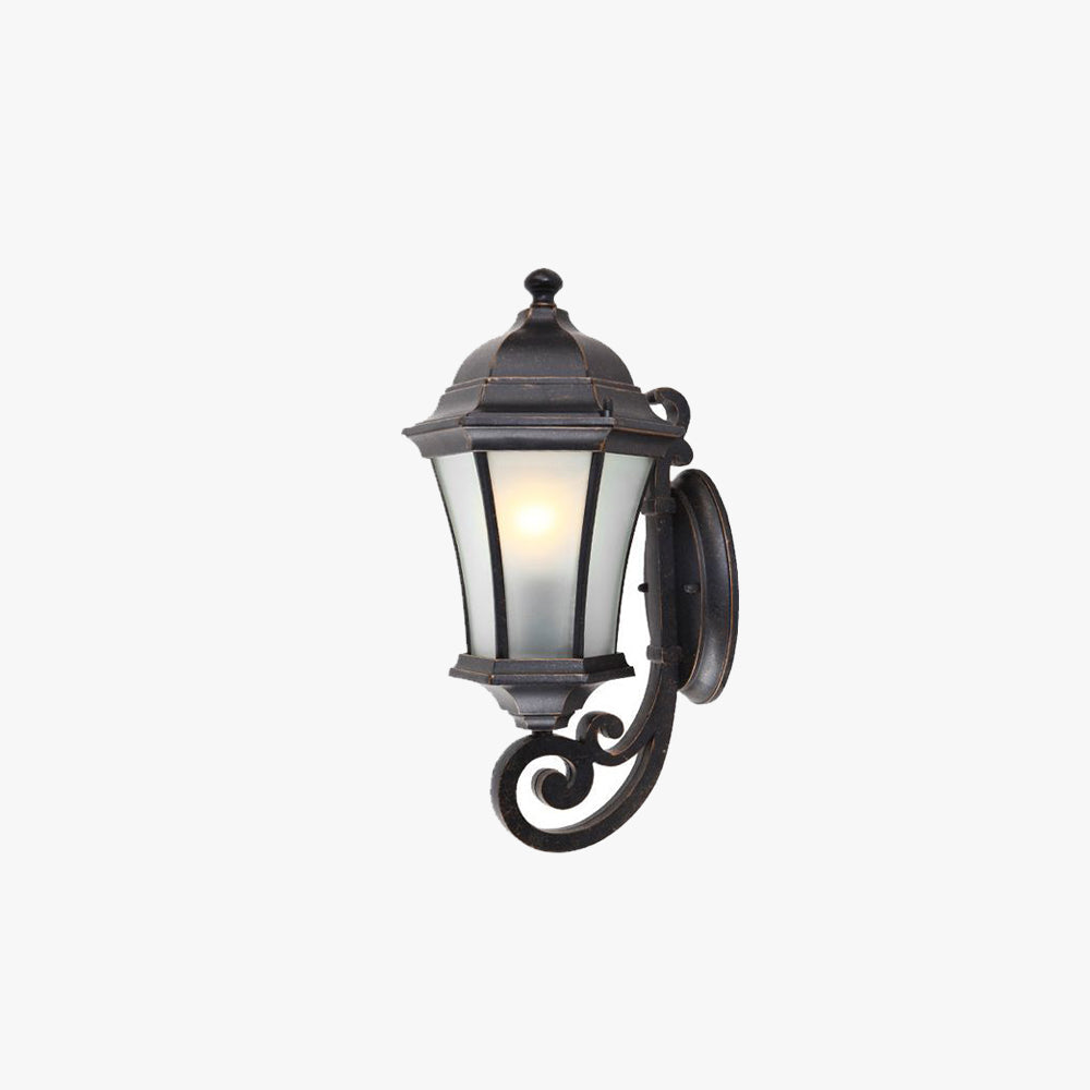 Alessio Vintage Lantern Metal/Glass Outdoor Wall Lamp, Black