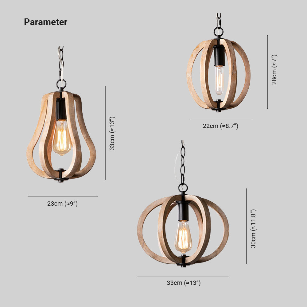 Alessio Orb/Gourd Wood Pendant Light