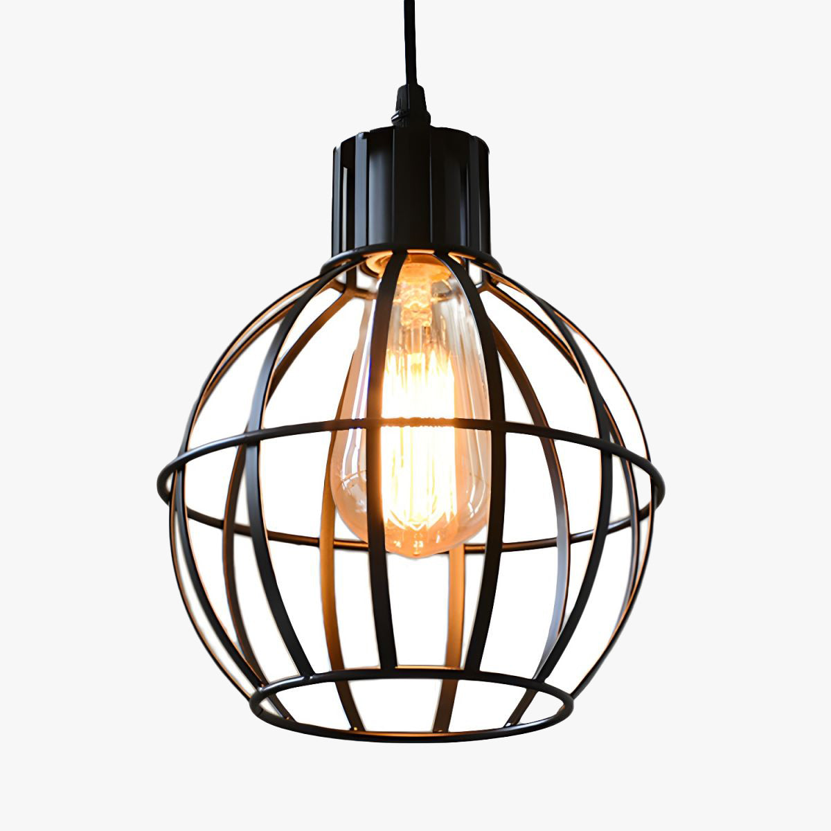Alessio Industriële Lampenkooi Metalen Hanglamp Woonk/Eetk/Slaapkamer Zwart