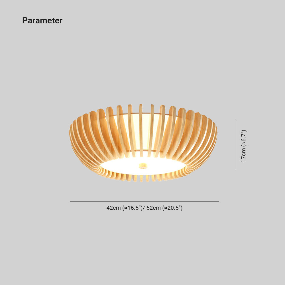 Ozawa Moderne Ronde Plafondlamp Goud Hout/Acryl Slaapkamer