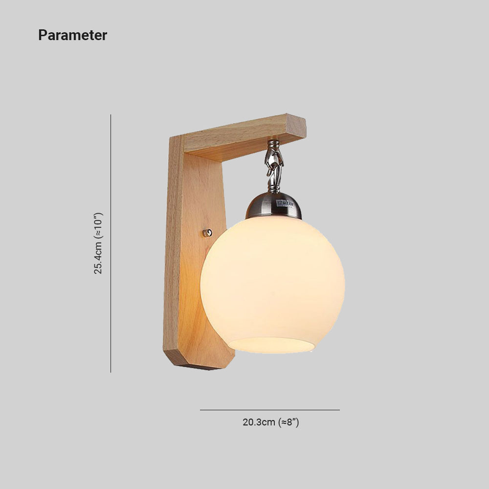 Ozawa Moderne Bol LED Wandlamp Metaal/Hout/Glas Beige Slaap/Woon/Badkamer