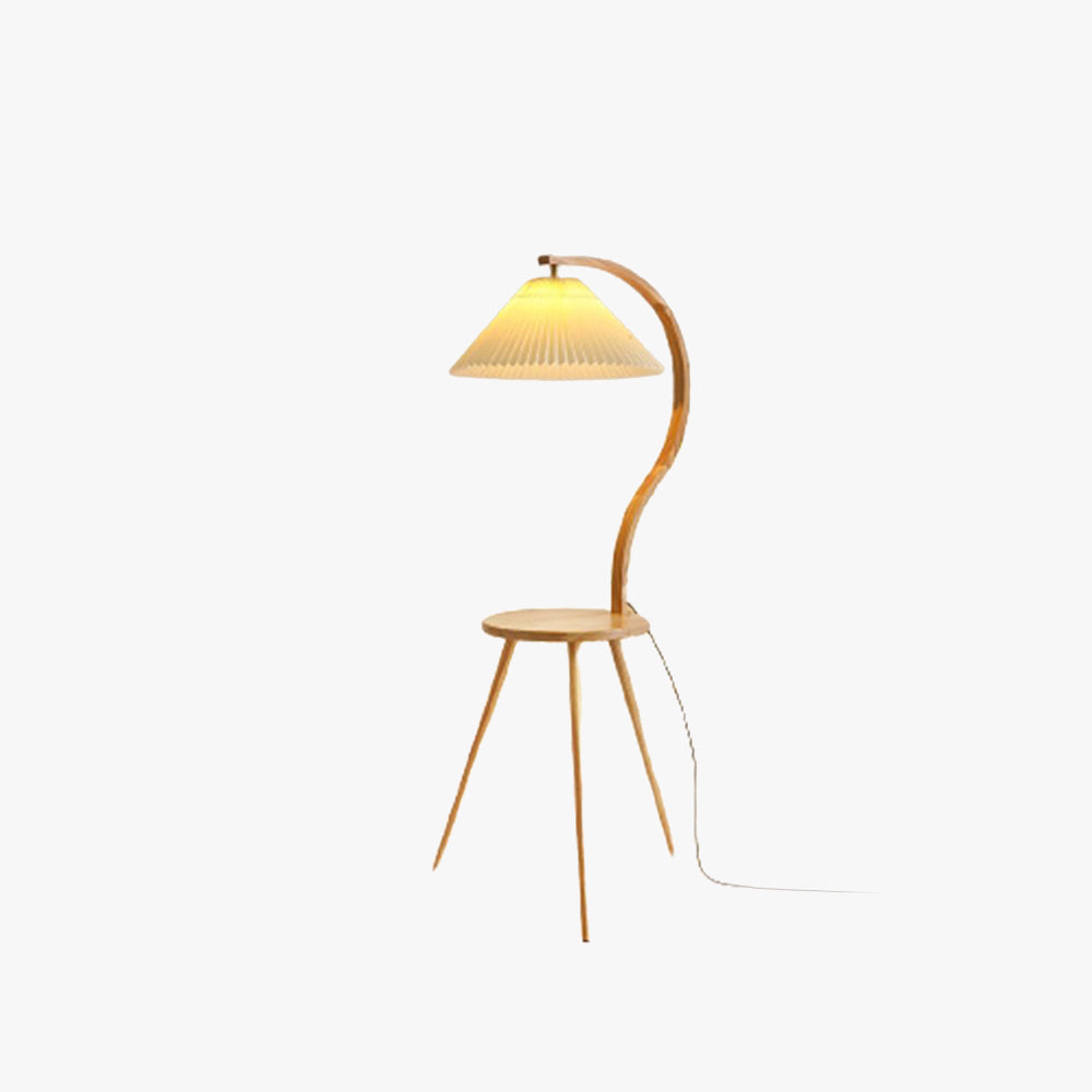Ozawa Moderne Geplooide Nachtkastje Vloerlamp Hout Stof Woonkamer/Slaapkamer