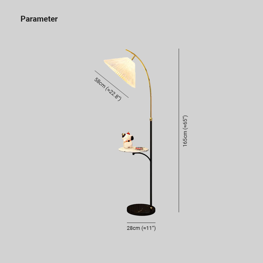 Ozawa Moderne Design LED Geplooide Metalen Vloerlamp Wit/Hout/Notenhout Eetkamer/Woonkamer
