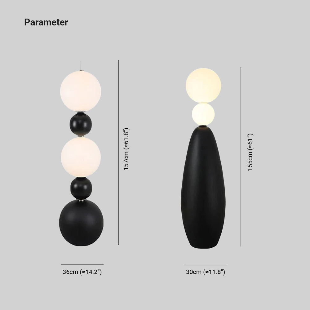 Valentina Moderne Design LED Balvormige Vloerlamp Hars/Glas Zwart/Wit Eetkamer/Woonkamer/Kelder/Hal