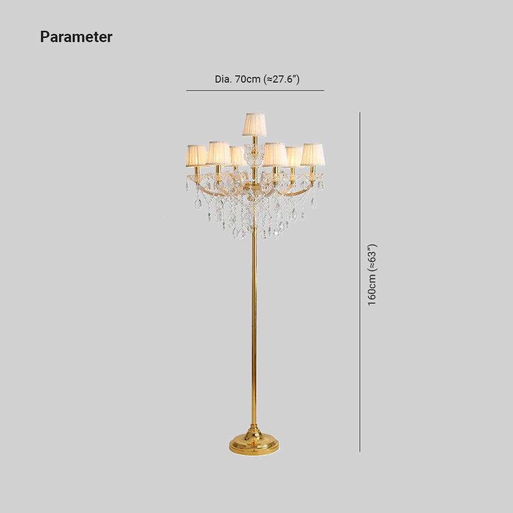 Carins Design Retro Kristallen Multi Head Metalen Stoffen Vloerlamp Goud Slaapkamer/Woonkamer