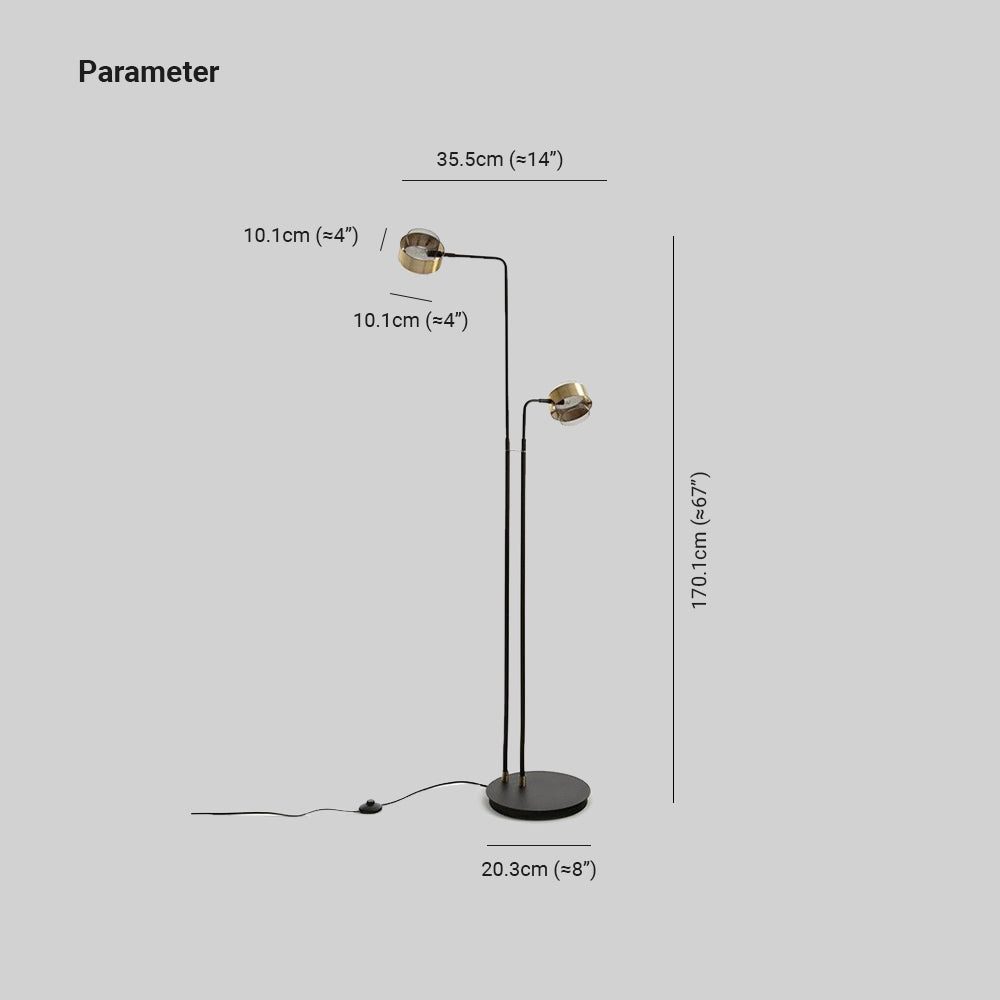 Salgado Moderne LED Vloerlamp Metaal/Glas Zwart Slaap/Woon/Eetkamer