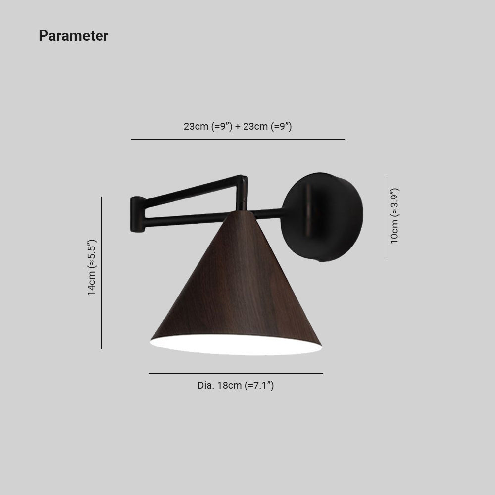 Ozawa Modern Design Kegelvormige Verstelbare Wandlamp, Metaal/Hout Slaapkamer/Woonkamer