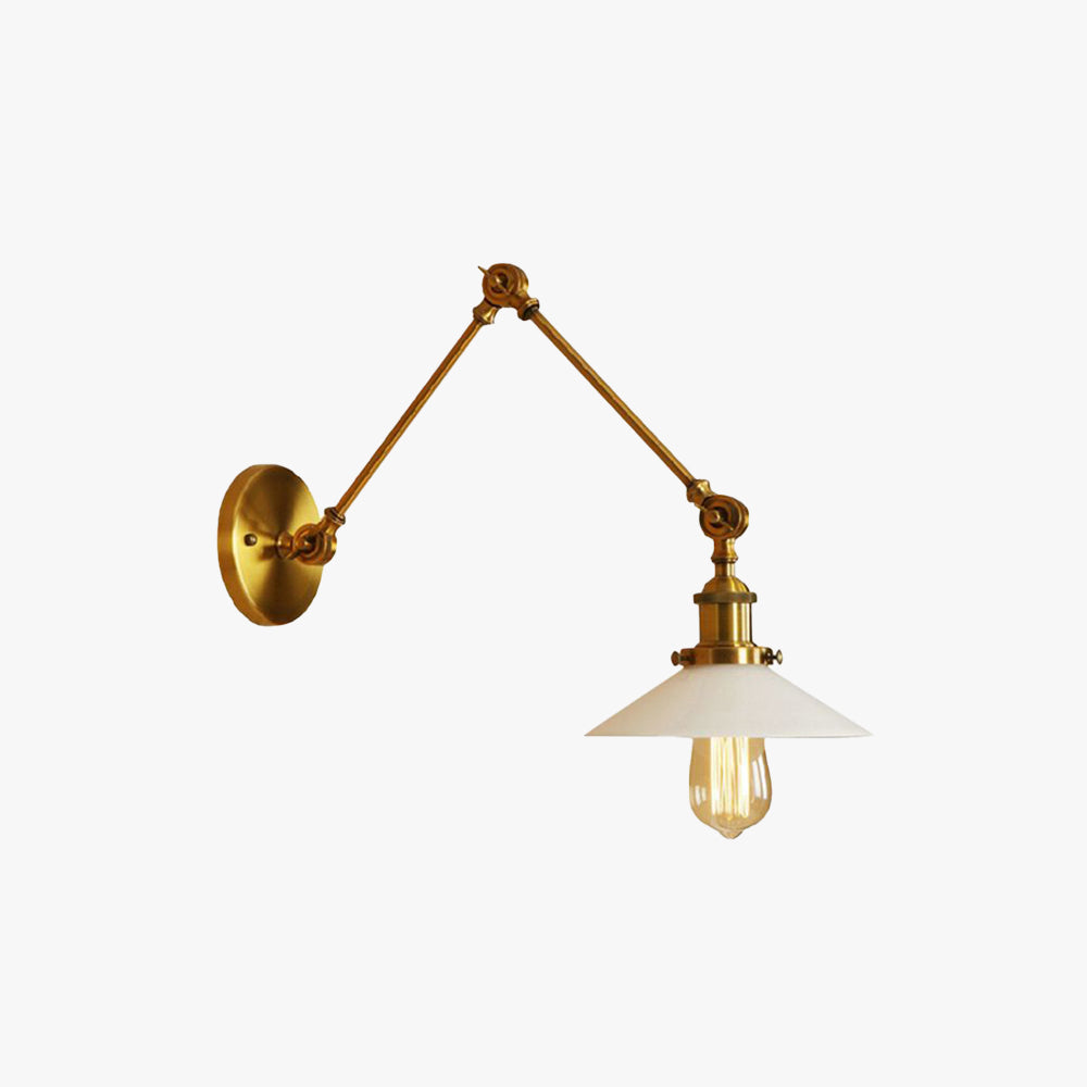 Alessio Wall Lamp Retro Saucer Lampshade Metal Adjustable 2 Color, Bedroom