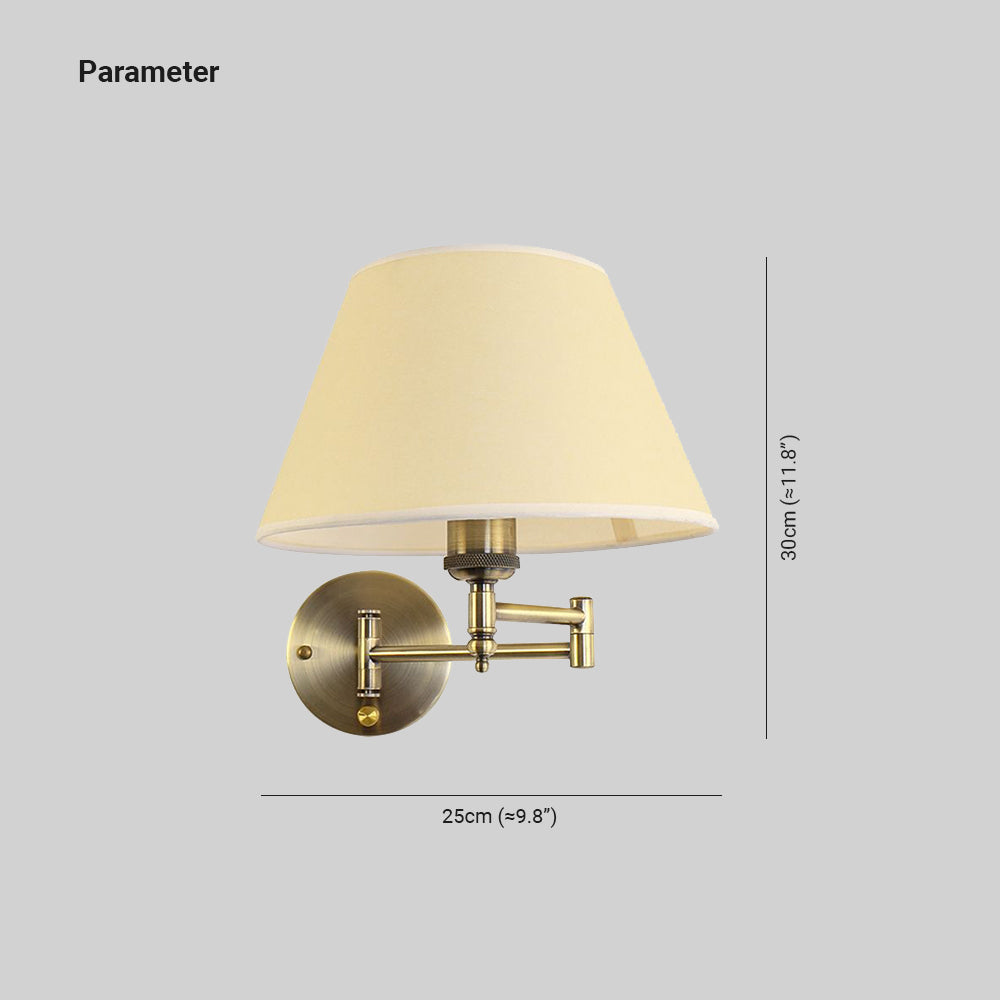 Carins Vintage Design Wandlamp Geplooide Stof Verstelbaar Wit/Beige Slaapkamer/Woonkamer