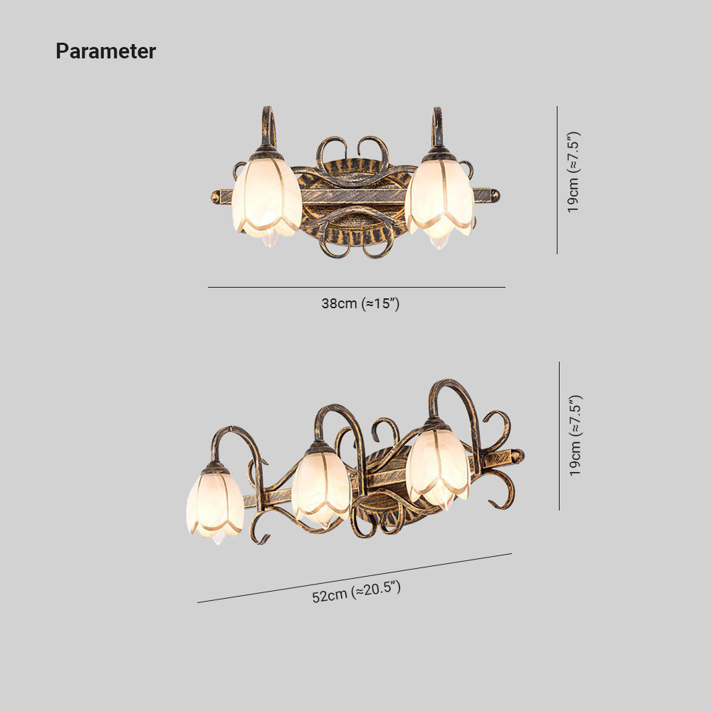 Félicie Design Bloem LED Wandlamp Metaal/Glas Messing Slaap/Woon/Badkamer