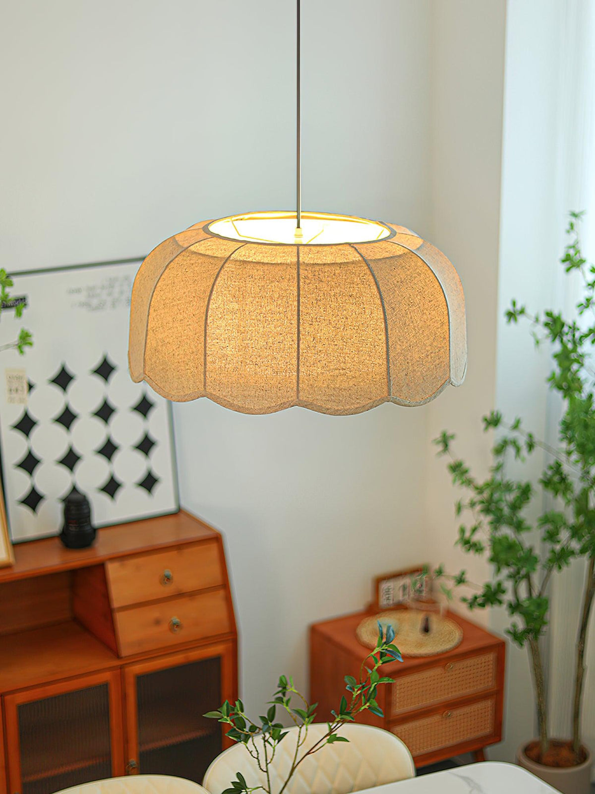 Linoaya hanglamp van Stof met Rustieke Sfeer in Beige