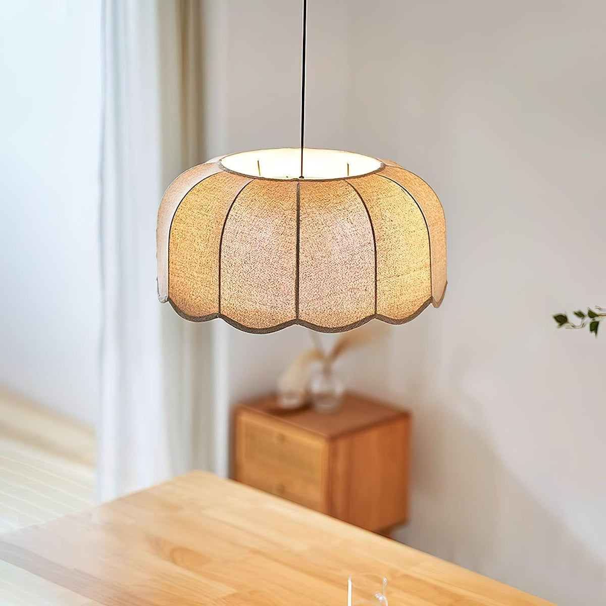 Linoaya hanglamp van Stof met Rustieke Sfeer in Beige