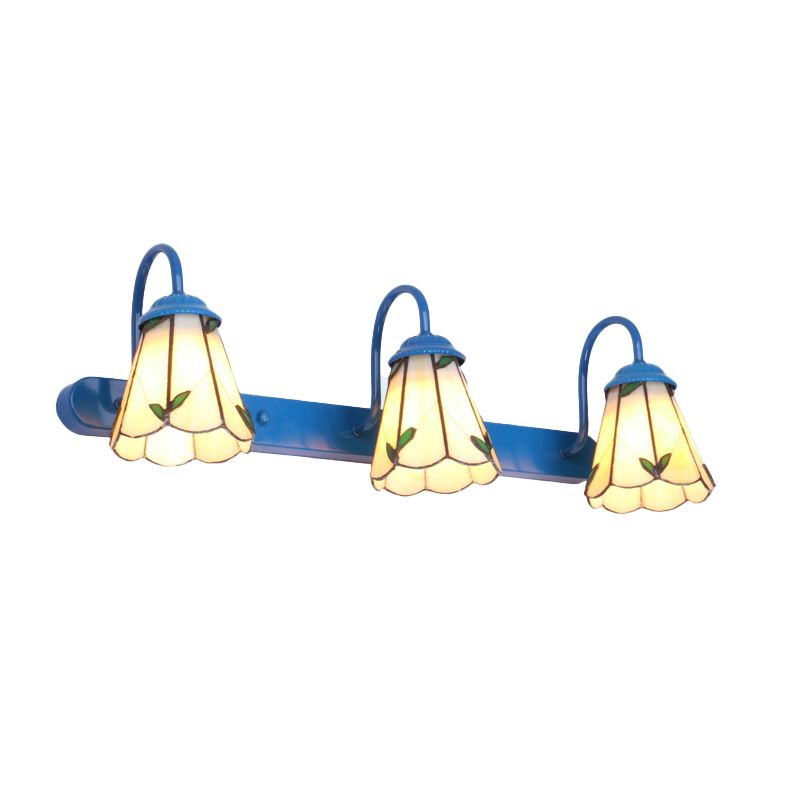 Baxter Bloemvormige Metalen Wandlampen, Zwart/Wit/Blauw