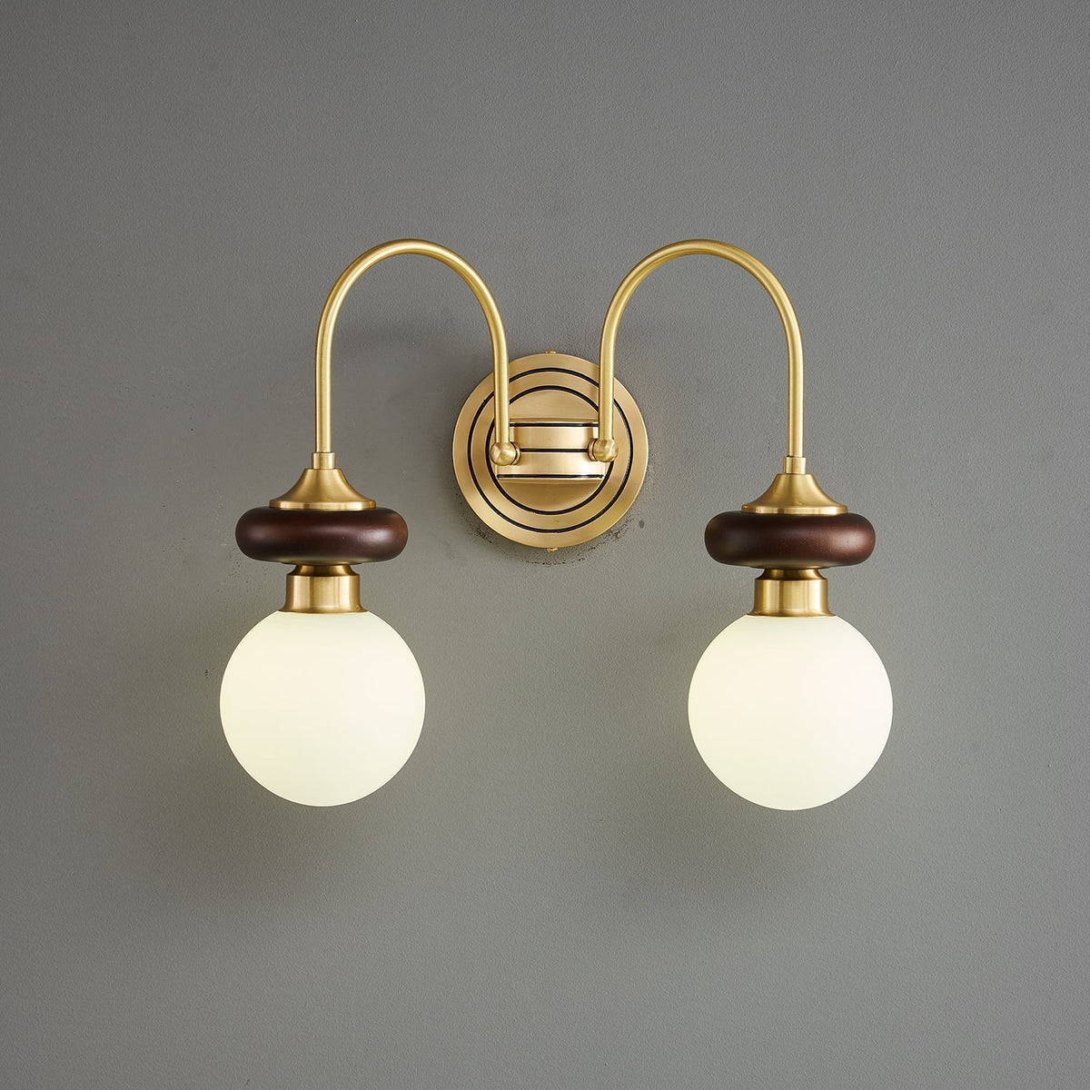 Elvalora wandlamp Premium Noordse Kunst Walnoot glas