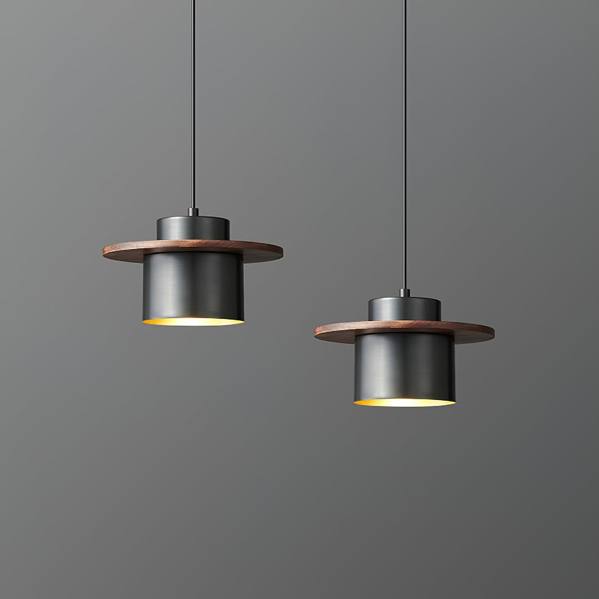 Auririra industriële hanglamp van messing en walnoot