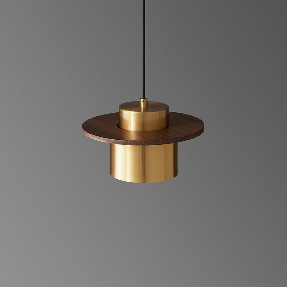 Auririra industriële hanglamp van messing en walnoot