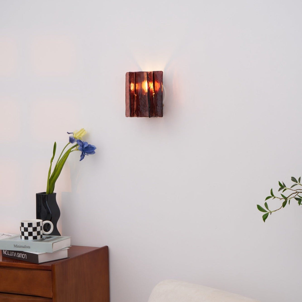Erove wandlamp met glas Kunstwerk