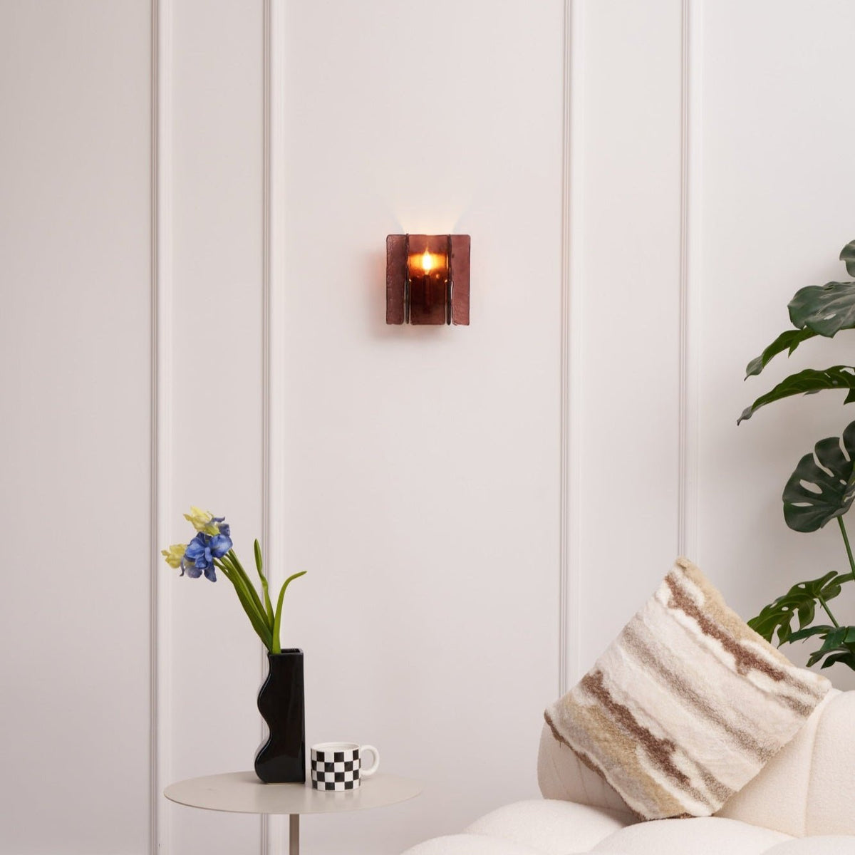 Erove wandlamp met glas Kunstwerk