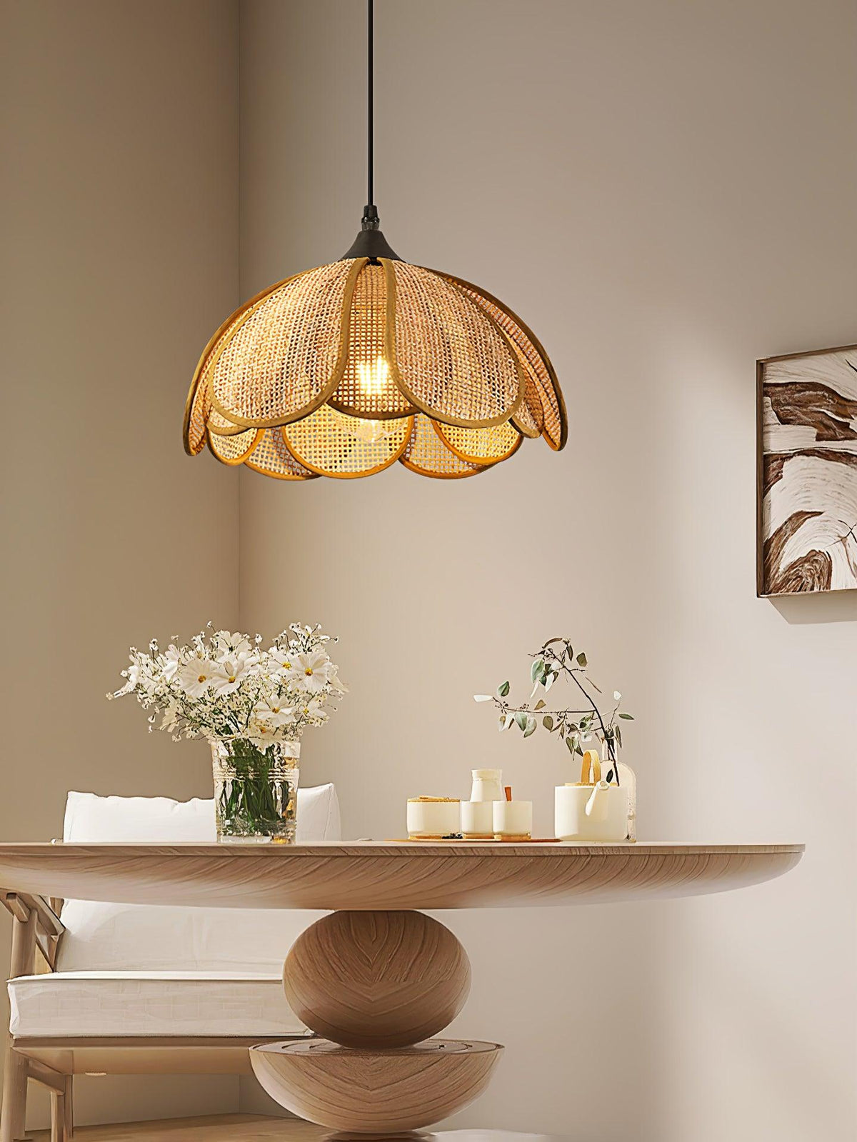 Dyor elegantie Bloom Rotan hanglamp van Stoffen