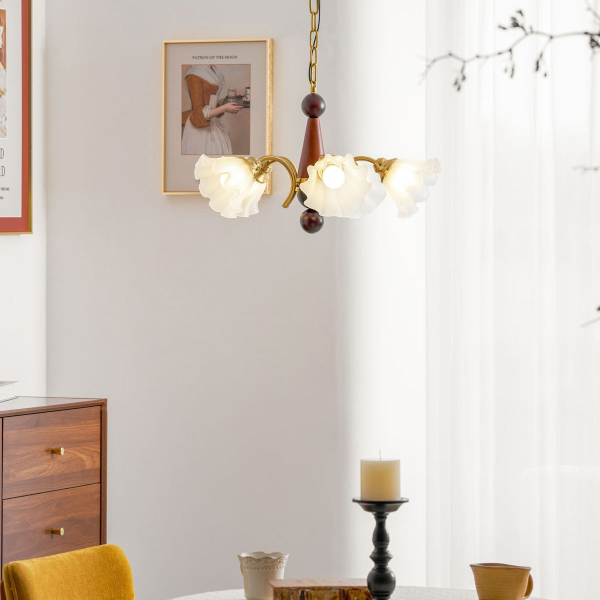 Ilvinan Traditionele Elegantie Houten glas Kroonluchter