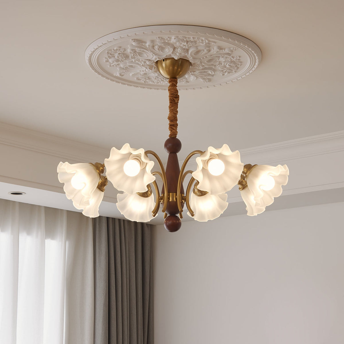Ilvinan Traditionele Elegantie Houten glas Kroonluchter