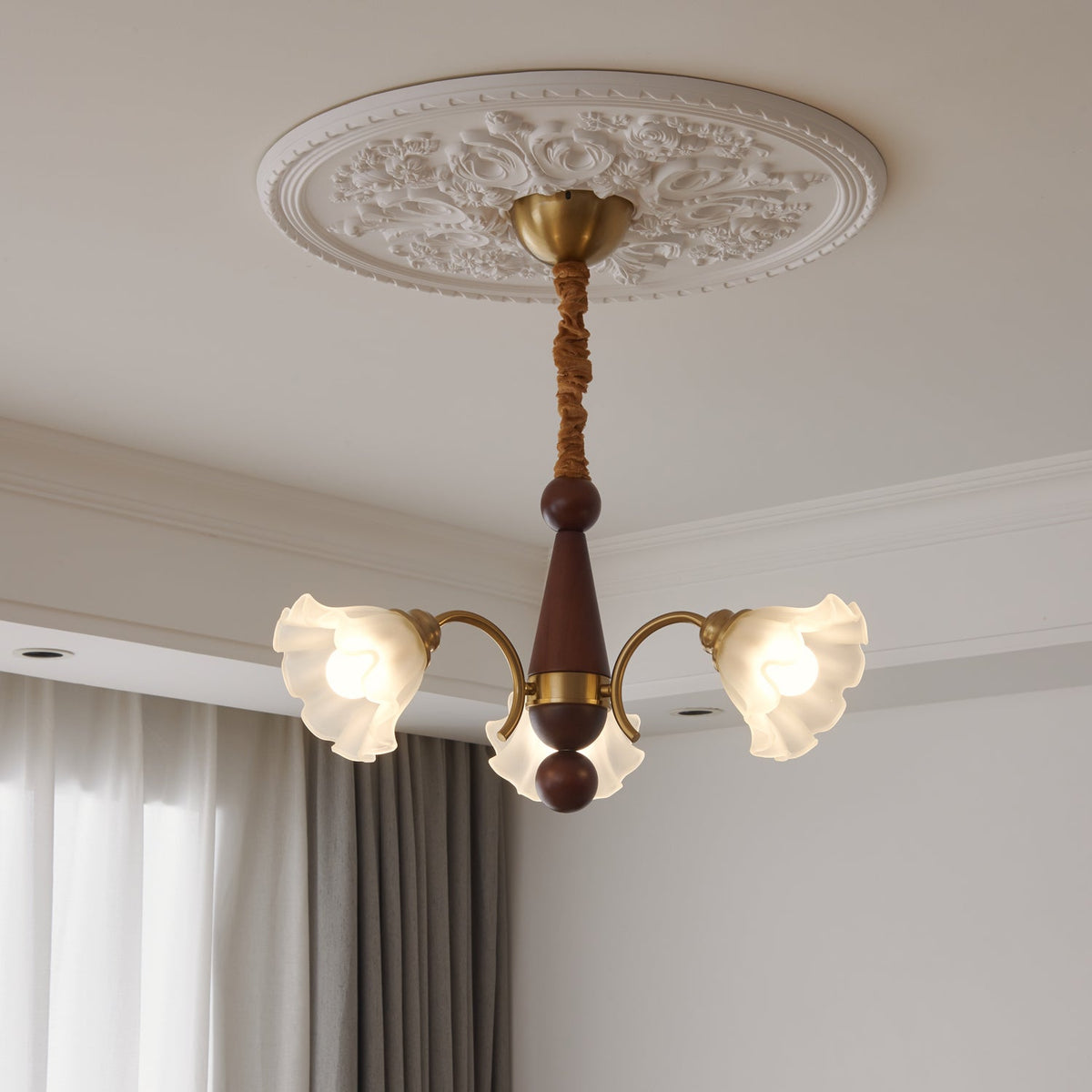 Ilvinan Traditionele Elegantie Houten glas Kroonluchter
