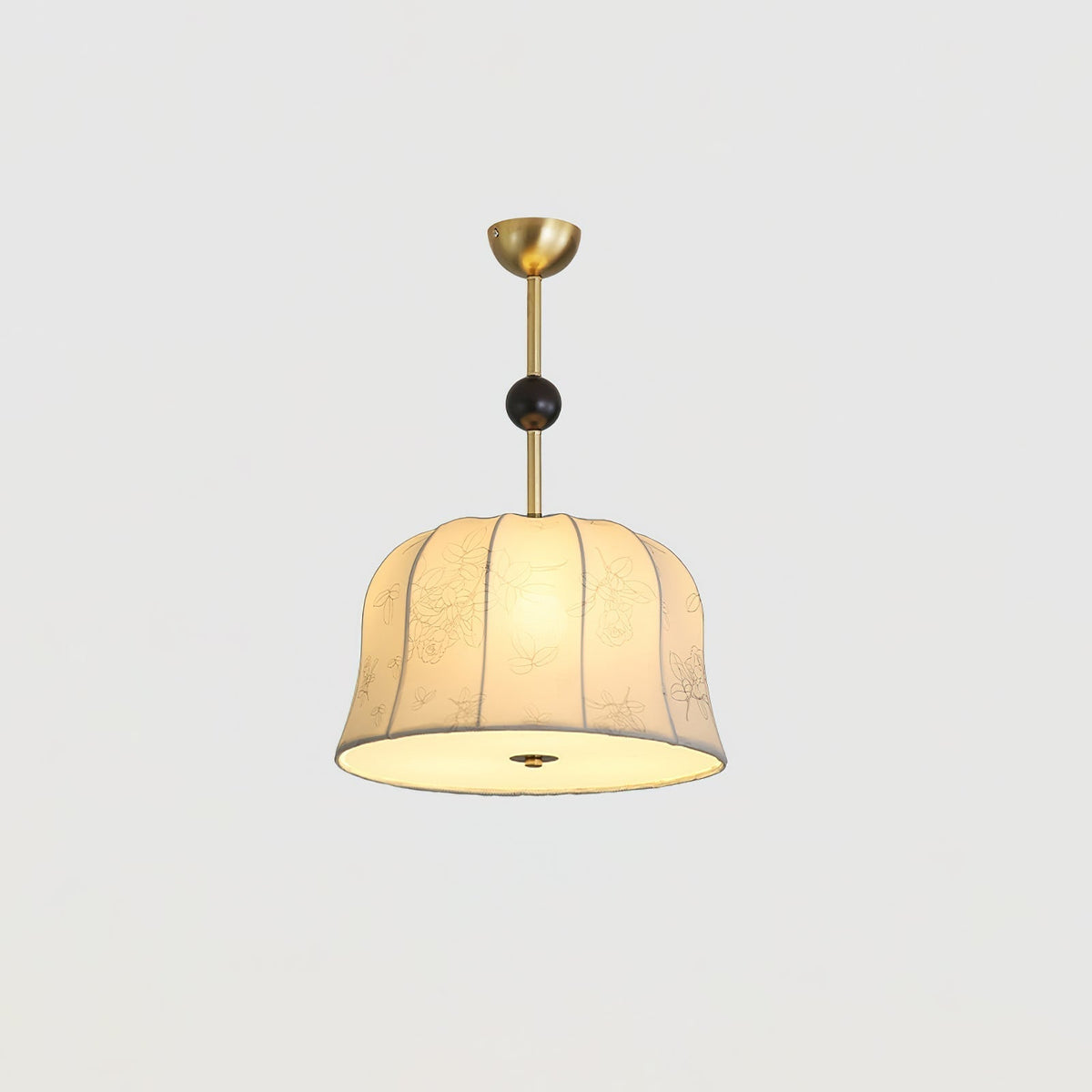 Avnoren Blossom Curve hanglamp van stoffen en hout met gebogen vorm