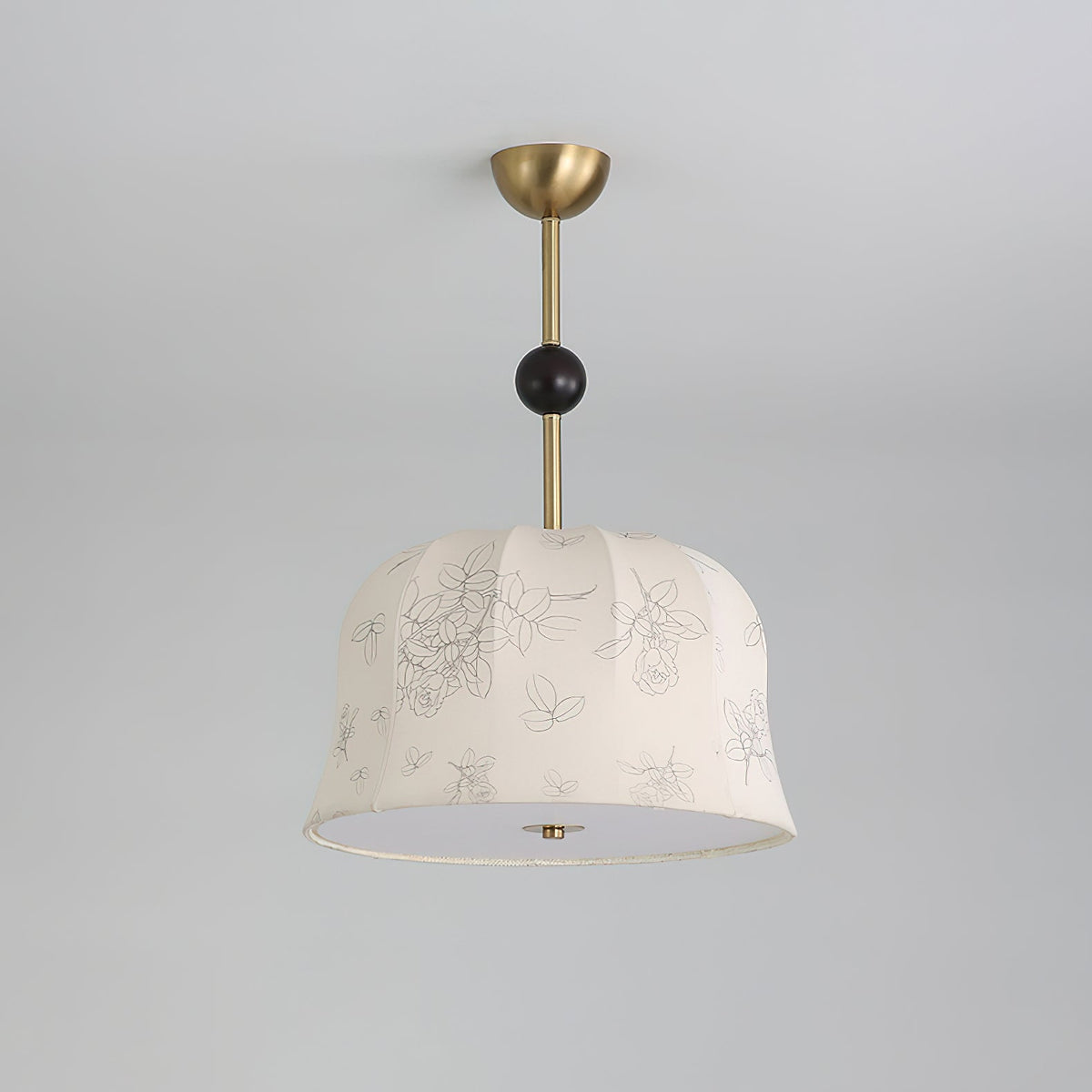 Avnoren Blossom Curve hanglamp van stoffen en hout met gebogen vorm