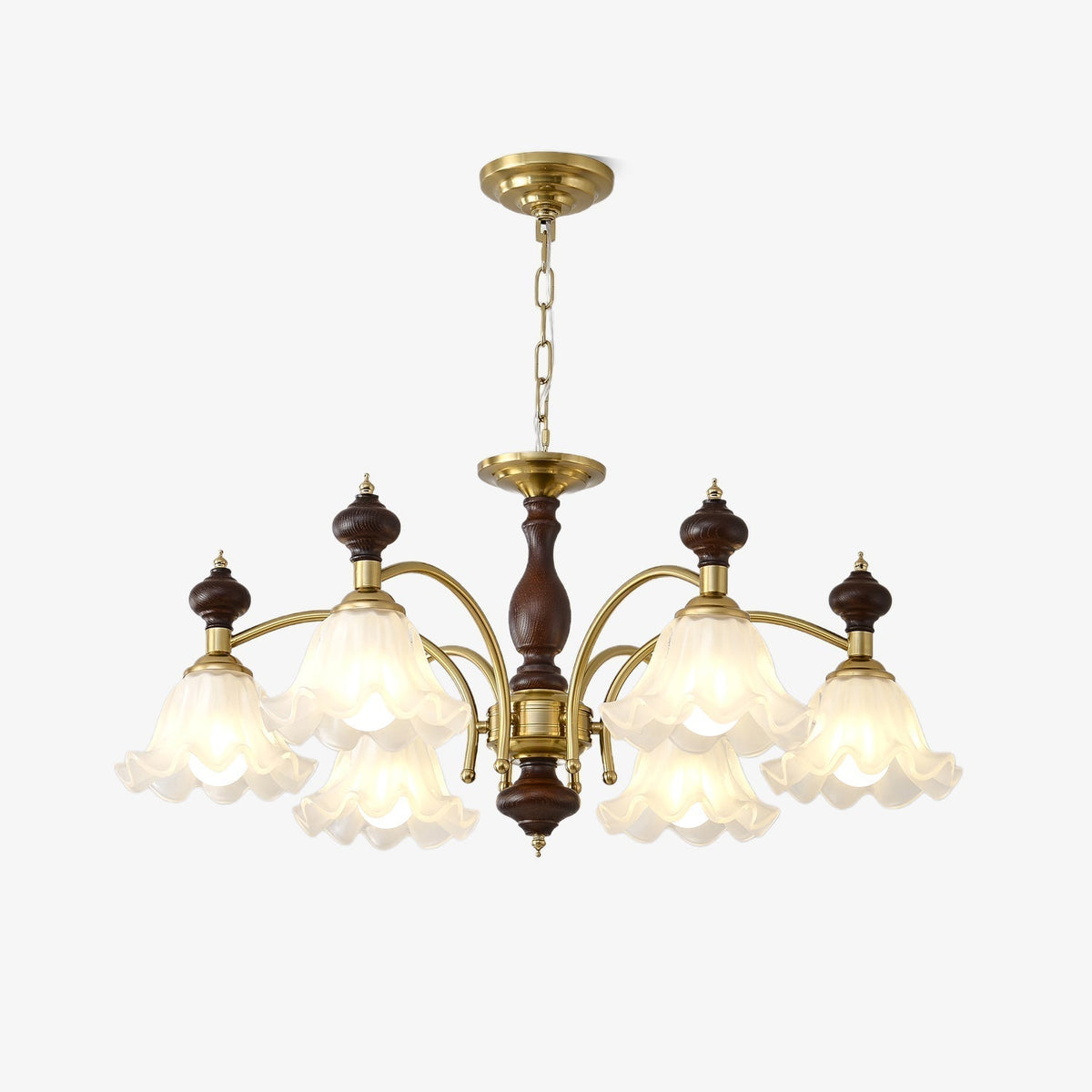 Jesolan Kroonluchter Hout & messing Blossom Bloemen