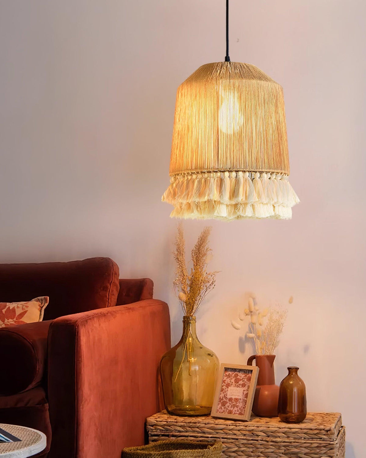 Serenenne hanglamp katoenen tasselletjes voor woonkamer