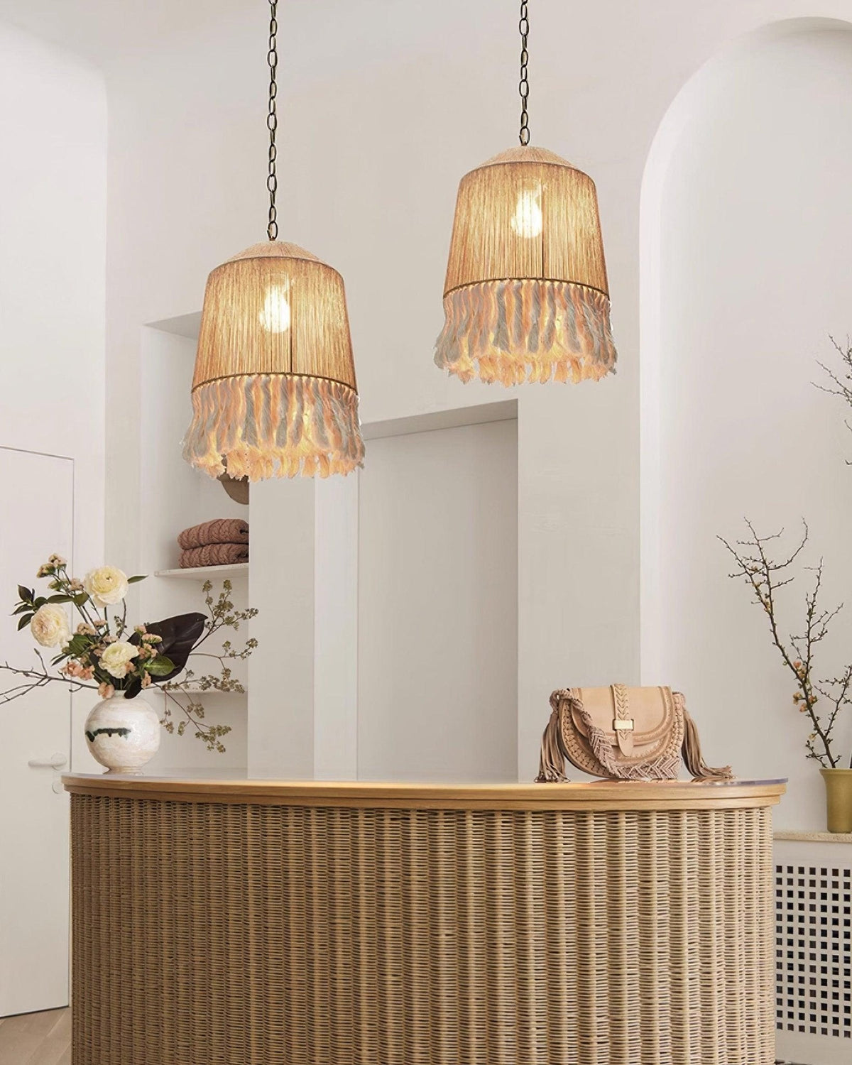 Serenenne hanglamp katoenen tasselletjes voor woonkamer