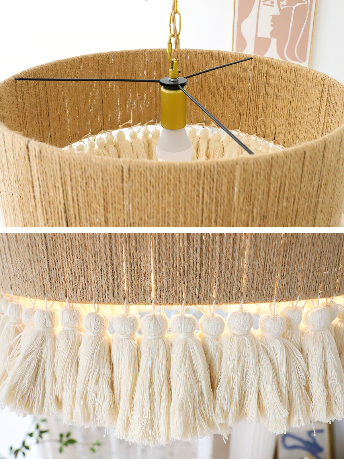 Serenenne hanglamp katoenen tasselletjes voor woonkamer