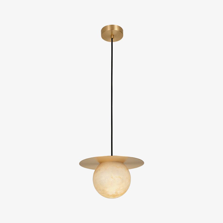 Velar hanglamp met albasten bolvormige kap