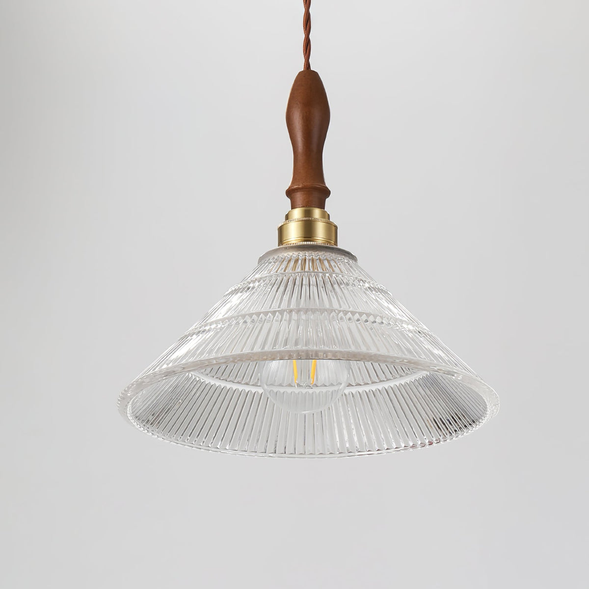 Arcara Vintage Ripple glas Hout hanglamp