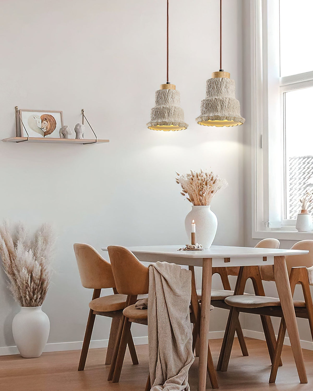 Esilara hanglamp met gestapelde travertinkap