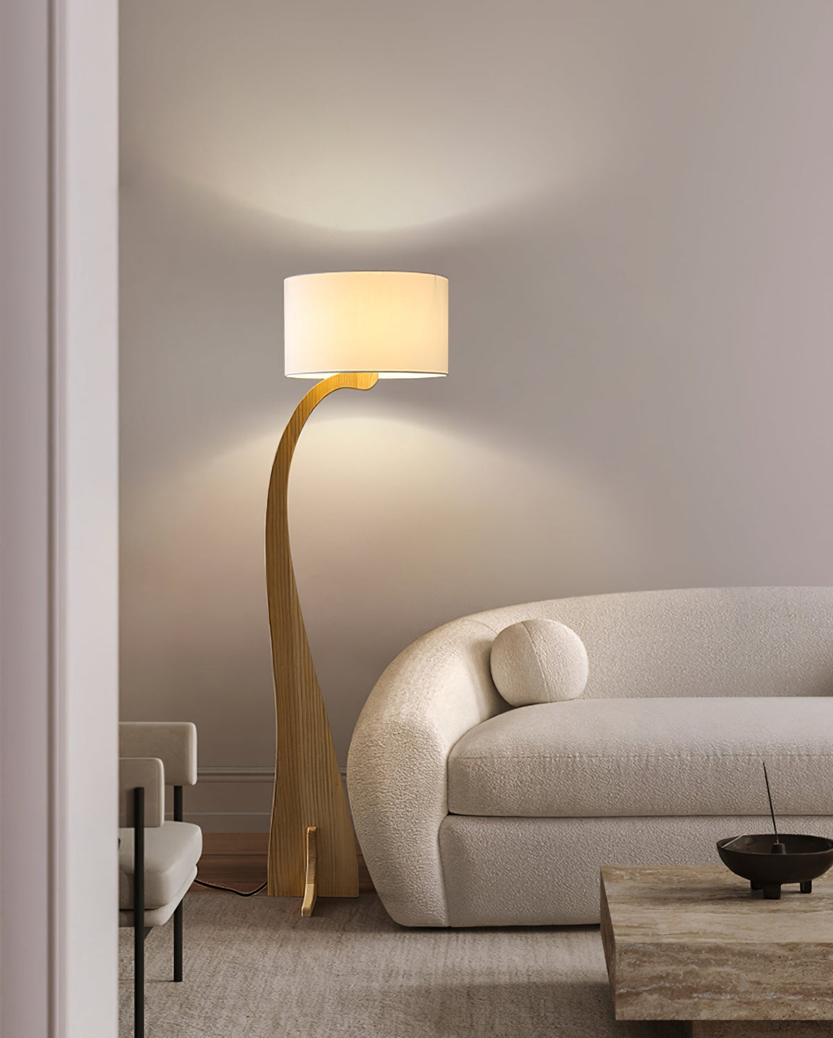 Viraineria vloerlamp met Noorse houten boog