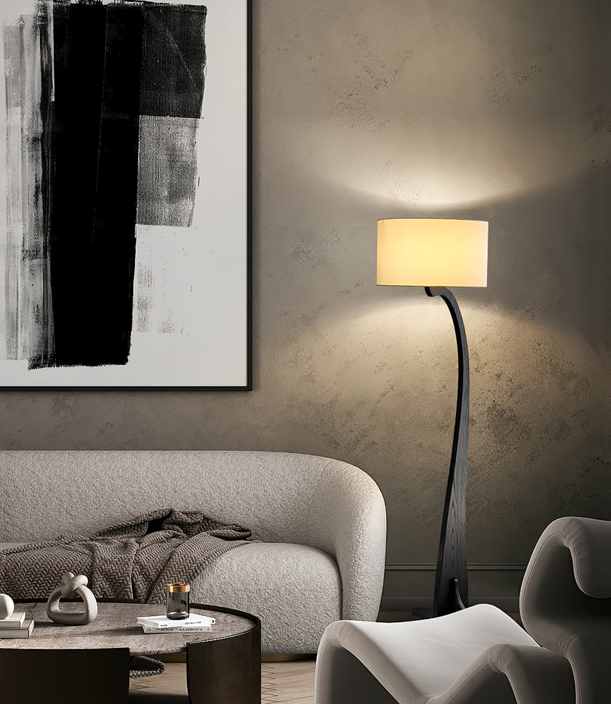 Viraineria vloerlamp met Noorse houten boog