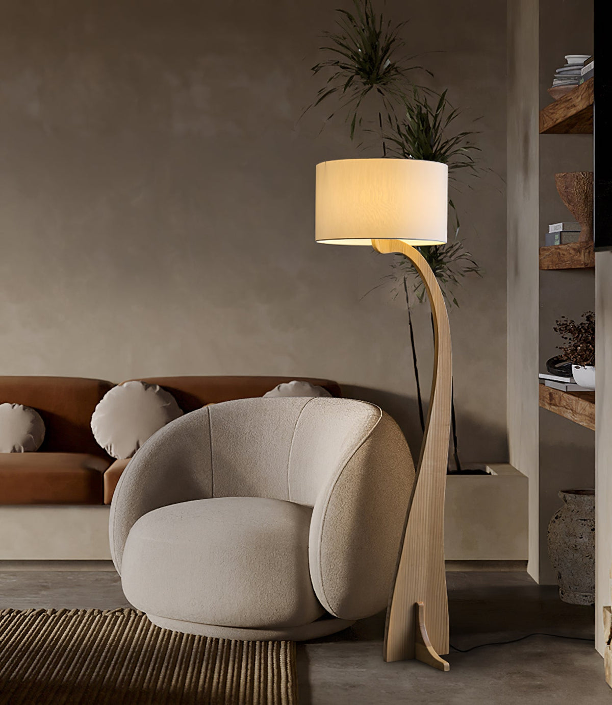 Viraineria vloerlamp met Noorse houten boog