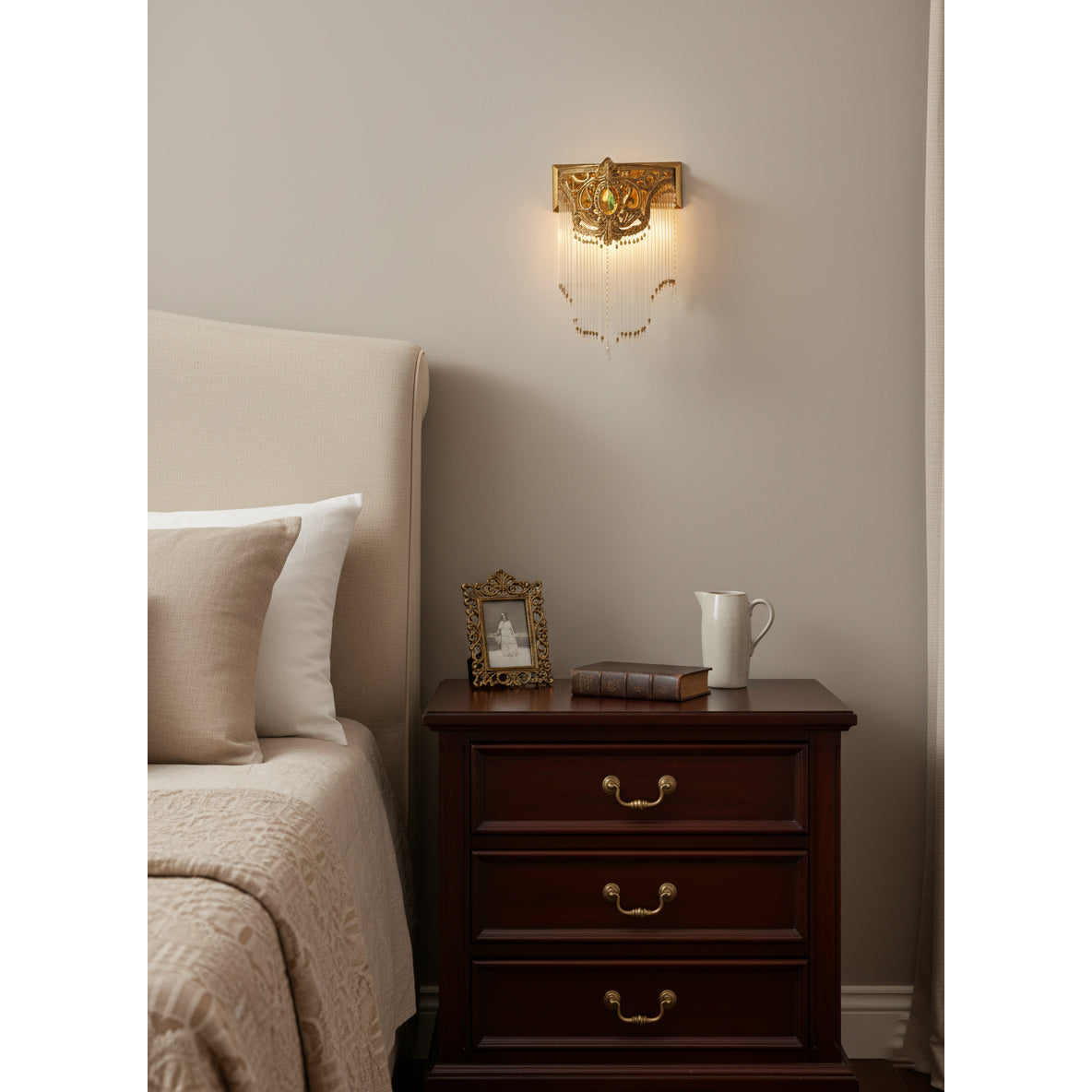 Bow Tie Goudkleurige Kristallen Fringe wandlamp