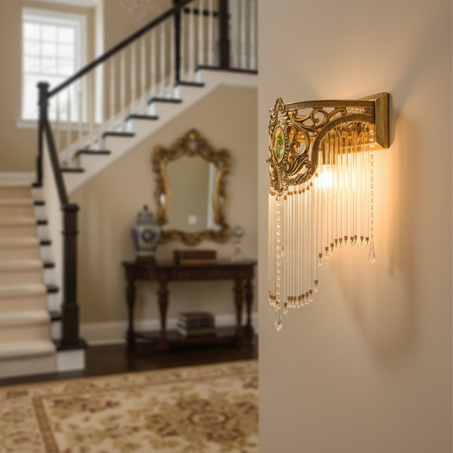 Bow Tie Goudkleurige Kristallen Fringe wandlamp