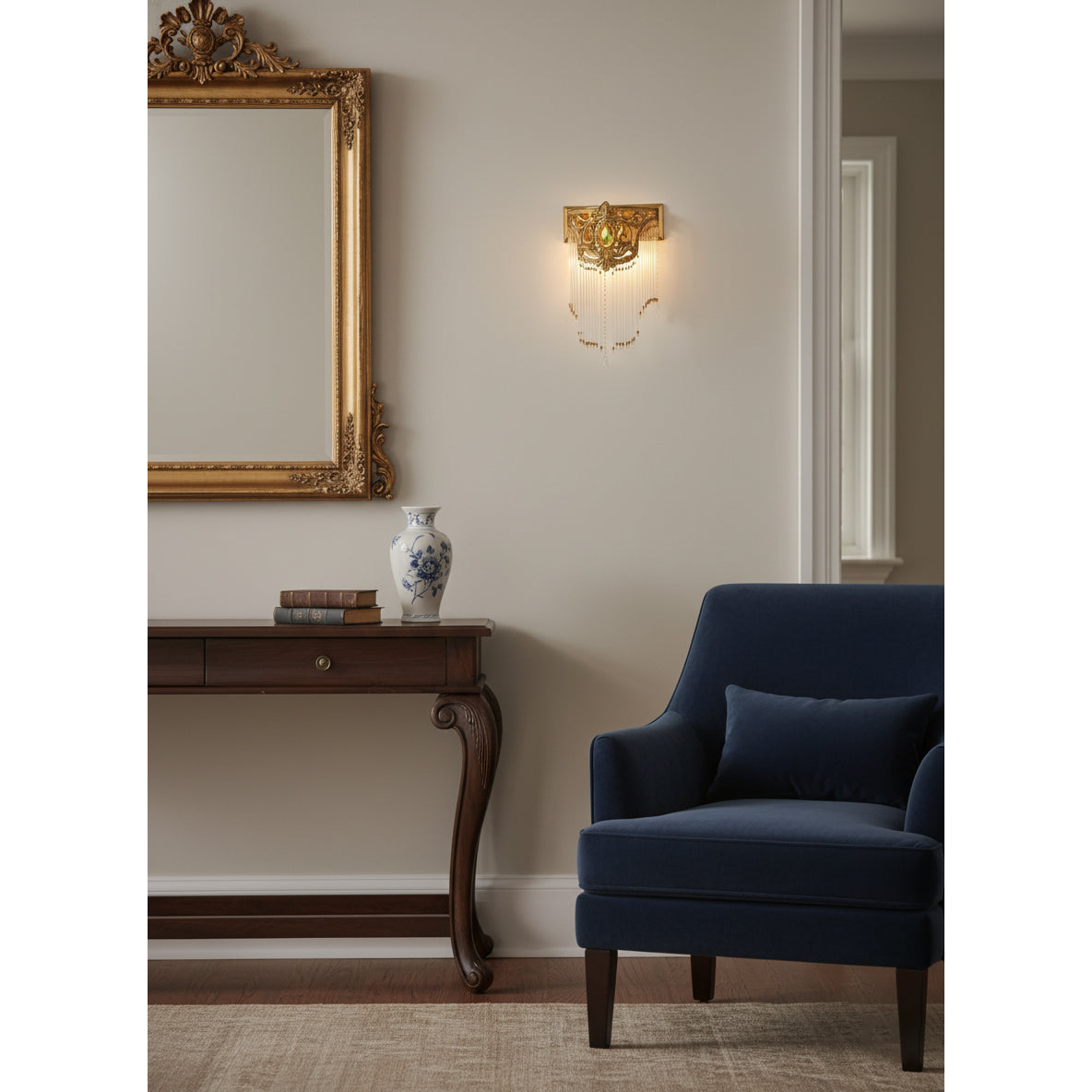 Bow Tie Goudkleurige Kristallen Fringe wandlamp